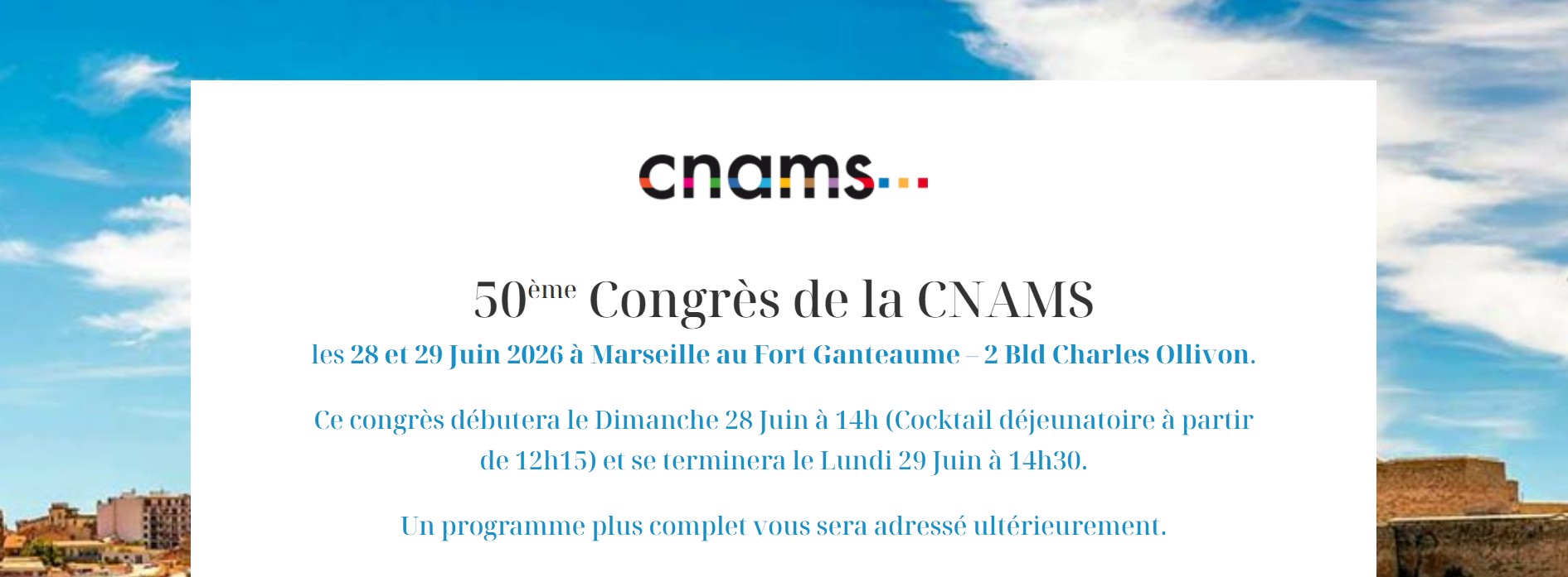 Congrès CNAMS 2026 : ensemble, préparons l’avenir des métiers de service et de fabrication à Marseille
